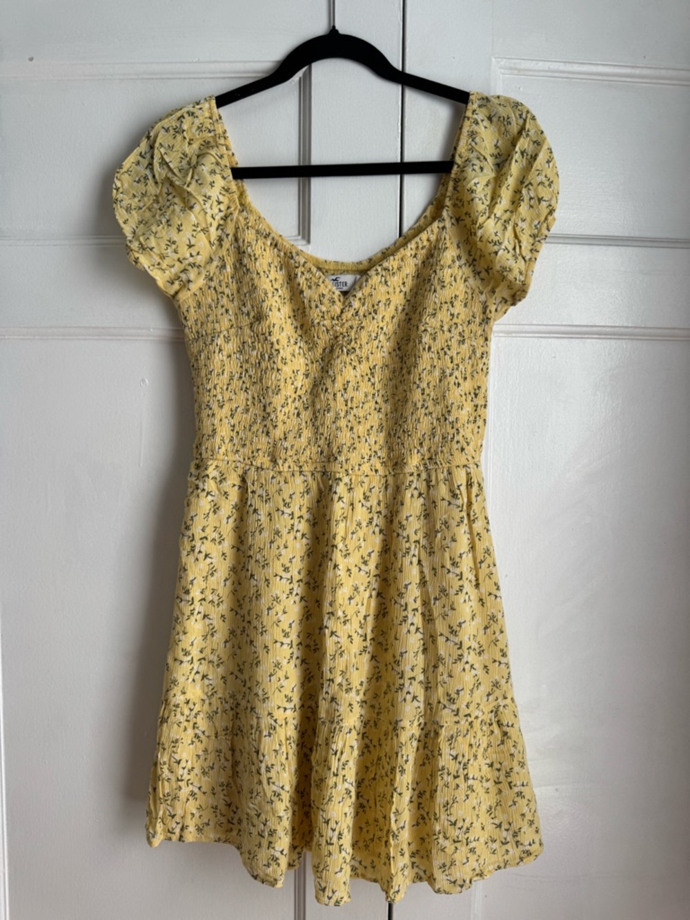 Hollister Yellow Floral Smocked Mini Dress
